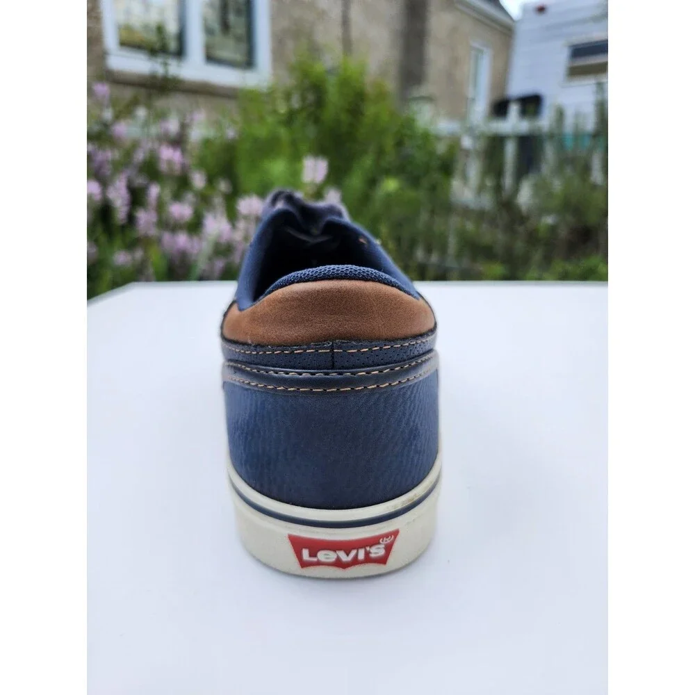 Levis Shoes Mens Size 10 Navy Brown Perforated Low Top Casual Sneakers Comfort